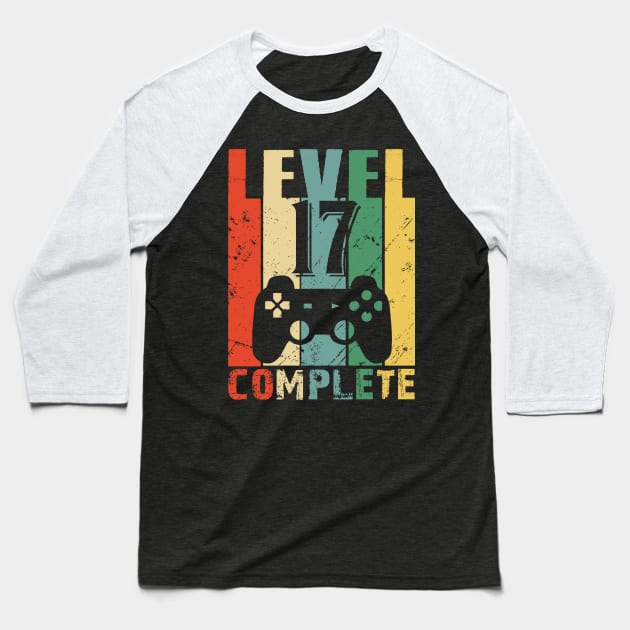 Vintage 17th Wedding Anniversary Level 17 Complete Video Gamer Couple Baseball T-Shirt by smtworld